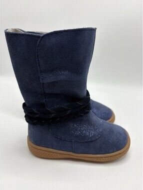 LIVIE AND LUCA TODDLER NAVY SPARKLE GLITTER SUEDE BOOTS SZ 6 CALLIOPE NIB